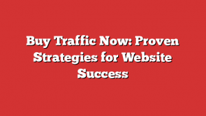 Buy Traffic Now: Proven Strategies for Website Success