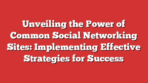 Unveiling the Power of Common Social Networking Sites: Implementing Effective Strategies for Success