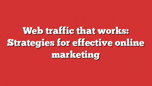 Web traffic that works: Strategies for effective online marketing