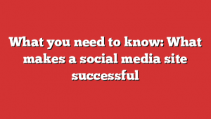 What you need to know: What makes a social media site successful