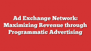 Ad Exchange Network: Maximizing Revenue through Programmatic Advertising