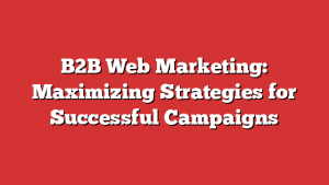 B2B Web Marketing: Maximizing Strategies for Successful Campaigns