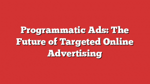 Programmatic Ads: The Future of Targeted Online Advertising