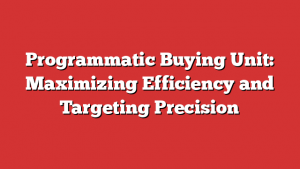 Programmatic Buying Unit: Maximizing Efficiency and Targeting Precision