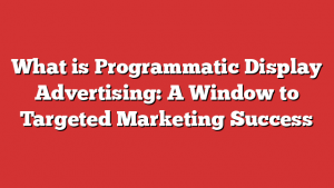 What is Programmatic Display Advertising: A Window to Targeted Marketing Success