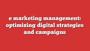 e marketing management: optimizing digital strategies and campaigns